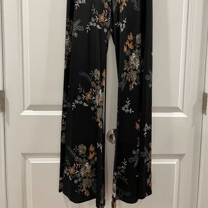 Black with Floral Flare Pants